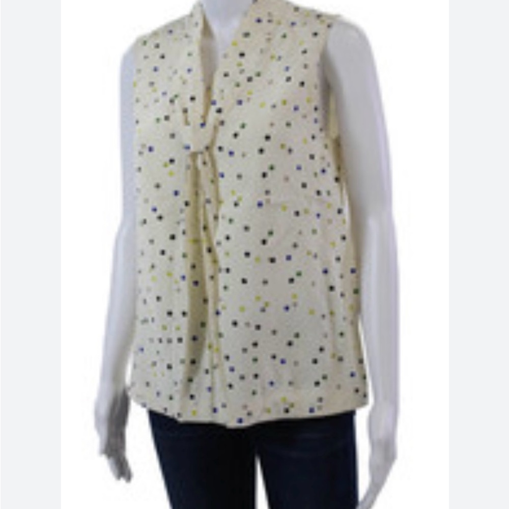 Kate Spade Cream Sleeveless Blouse with Mandarin Collar Size S